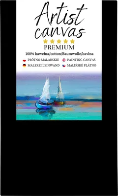 Produktbild von Leinwand auf Keilrahmen 100% Baumwolle 330 g/m² Schwarz grundiert 40X70 cm