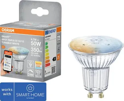 Produktbild von Osram SMART+ MATTER SPOT PAR16, 4,9 W, 40 W, E14, 470 lm, 20000 h, Weiß
