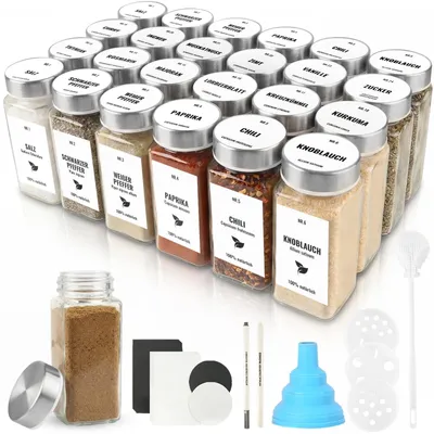 Image de Ensemble de 24 pots à épices avec couvercles en acier pour la cuisine