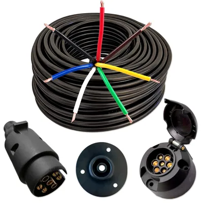 Produktbild von Anhängerkabelset | 7-adrig | 7x1mm² | Stecker und Dose | 10 Meter
