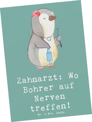 Produktbild von Mr. & Mrs. Panda Postkarte Zahnarzt Nerven - Meeresbrise - Geschenk, Berufsstolz, Berufe, Berufsprodukte, Ansichtskarte, Ansichtskarten, Beruf, Hingabe, Zahnheilkunde