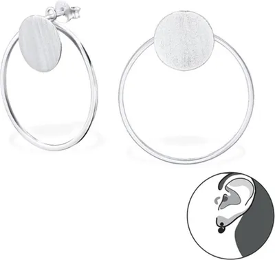 Produktbild von Doppel Ohrringe: Ohrstecker Creolen Silber Ohrhänger "Kreis"