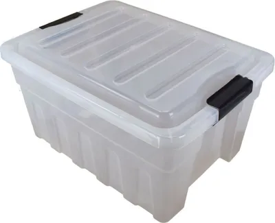 Aufbewahrungsbox 32L 46x35x25cm aus Kunststoff Transparent mit Deckel Stapelbox