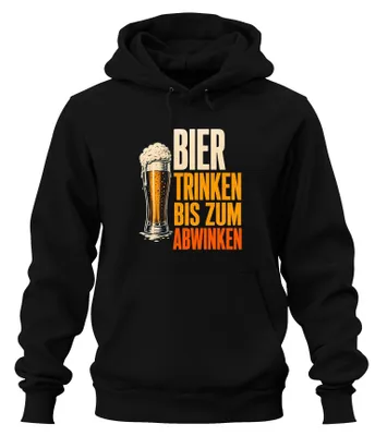 Produktbild von Bier trinken bis zum Abwinken Party Saufen Hoodie Kapuzenpullover, Schwarz, XL