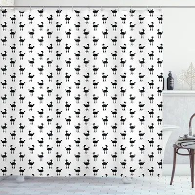 Immagine prodotto di ABAKUHAUS Tenda da doccia bianca e nera, design minimalista con motivi ripetuti di cani in tonalità nera, 175 x 240 cm, bianco e nero
