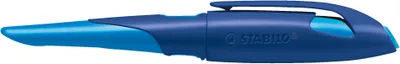 Produktbild von Ergonomischer Schulfüller für Linkshänder mit Standard-Feder M - STABILO EASYbirdy in mitternachtsblau/azur - Einzelstift - inklusive Patrone