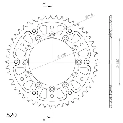 Immagine prodotto di Supersprox Stealth-Kettenrad 520 - 48Z (rot) RST-245/2:48-RED|ID 130.0 LK 150.0 6-Loch