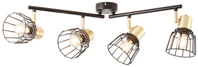 Produktbild von BRILLIANT Lampe, Posca Spotrohr 4flg schwarz matt/messing gebürstet, Metall, 4x D45, E14, 40W,Tropfenlampen (nicht enthalten)