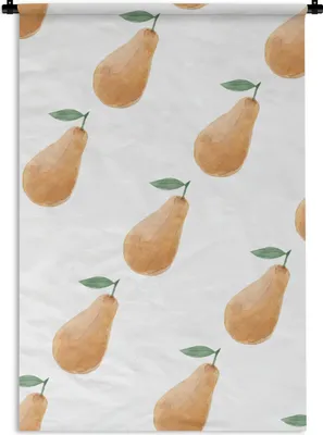 Produktbild von MuchoWow® Wandteppich Wandbehang Birnen - Aquarell - Schablonen 90x135 cm Tapisserie Dekoration Wandtuch - Baumwolle - Wandskulptur