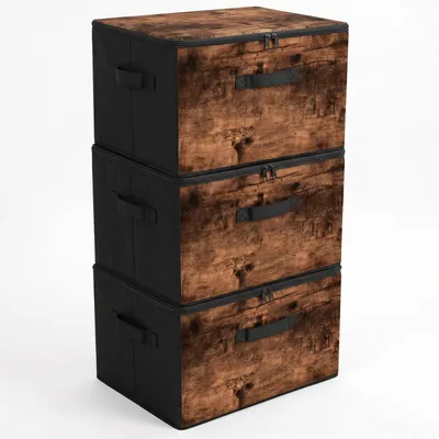 Produktbild von Sekey Aufbewahrungsboxen Stoffboxen mit Deckel 45 L Stapelbar Faltbar 3er Set Ordnungsbox Organizer für Kleidung Vliesstoff Kleiderschrank und Regal