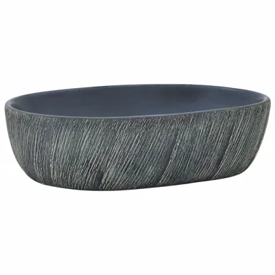 Immagine prodotto di vidaXL Lavabo da appoggio nero e grigio ovale 47x33x13 cm in Vetroceramica