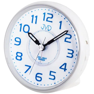 Produktbild von JVD SRP869.1 Wecker Quarz analog rund weiß leise ohne Ticken mit Licht Snooze