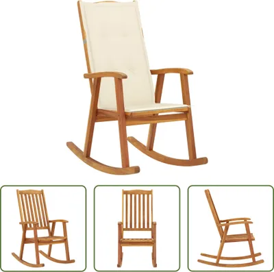 Image de 3064181 The Living Store Fauteuil à bascule avec coussins Bois d'acacia massif (311844+43181)