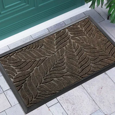 Image de Paillasson de 92 x 61 cm, couleur marron, antidérapant, tapis de propreté pour l'extérieur, robuste et résistant aux intempéries