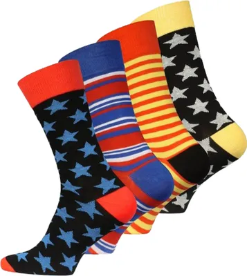 Produktbild von Vincent Creation® Trend-Socken 4 Paar "Stars and Stripes" 41-45