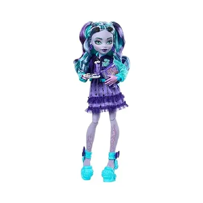 Produktbild von Monster High Fearbook Twyla Modepuppe mit Toralei-Modepuppe mit Collegejacke, Jahrbuch und Spielezubehör, Modepuppe, Weiblich, 4 Jahr(e), Mädchen, 150 mm, 250 g