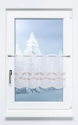 Produktbild von Scheibengardine Plauener Spitze - Moderner Baum  (Bx H) 179.30cm * 40cm Grün/grün-rot