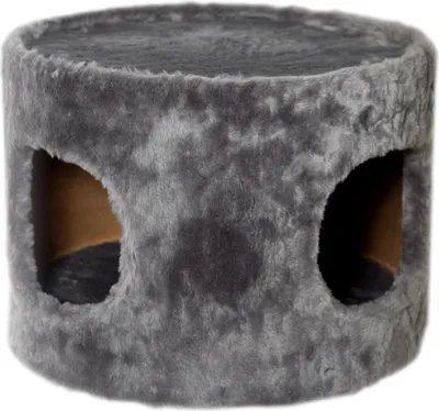 Produktbild von Kattens No. 1 - Schlafhöhle Ø 40 cm - 2 Eingänge - Plüsch einseitig - grau