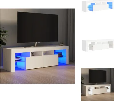 Image de vidaXL Armoire TV avec éclairage LED Blanc 140x36,5x40 cm - Meuble TV