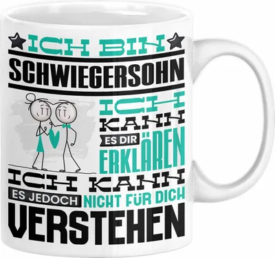 Produktbild von Schwiegersohn Geschenk Kaffee-Tasse Geschenkidee für Schwiegersohn Ich Bin Schwiegersohn Ich Kann Es Dir Erklären Jedoch Nicht Für Dich Verstehen Spruch Lustig (Weiß)
