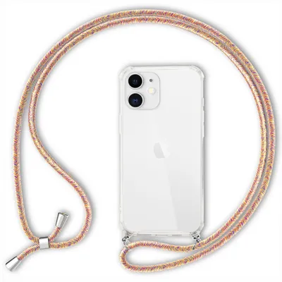 Obrázok produktu pre NALIA puzdro na mobilný telefón s retiazkou pre iPhone 12/ iPhone 12 Pro, tvrdé puzdro ochranný kryt dúhový