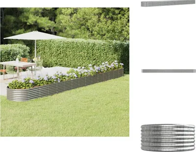 Produktbild von vidaXL Hochbeet Pulverbeschichteter Stahl 620x80x36 cm Silbern - Blumentöpfe & Pflanzgefäße