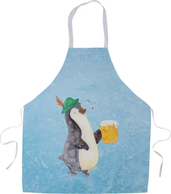 Produktbild von Mr. & Mrs. Panda Schürze Pinguin Bier - Eisblau - Geschenk, , Feierabend, Grillschürze, Küchenschürze, Kochlatz, Kochschürze, Beschwippst, Küchenzubehör