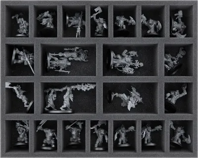 Produktbild von Schaumstoffeinlage für 22 Orruk Warclans Miniaturen, 22 Fächer