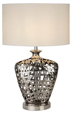 Obrázok produktu pre Moderná stolová lampa Network Metal Chrome Fabric White 1 Light E27