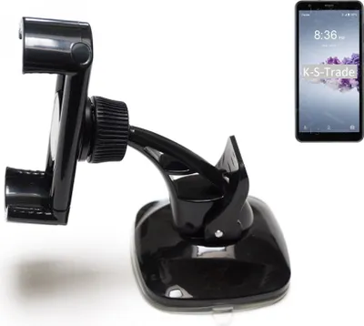 Produktbild von K-S-Trade kompakte Handy-Halterung Windschutzscheibe kompatibel mit ZTE Blade A3 Prime Armaturenbrett schwarz Autohalterung KFZ Halter