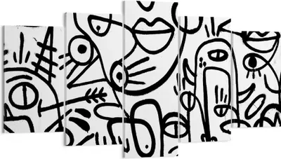 Produktbild von Bild auf Leinwand - Leinwandbild - 5 Teile - Zeichnen Cartoon Graffiti - 160x85cm - Wand Bild - Wanddeko - Wandbilder - Leinwanddruck - Bilder - Wanddekoration - Leinwand bilder - EA160x85-4971
