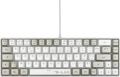 Image de Clavier Gamer Filaire THE G-LAB KEYZ-HYDRO-WG/FR, 60% Compact, AZERTY, Rétroéclairé, Gris/Blanc