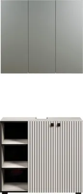 Image de PureBliss ensemble de meubles de salle de bains meuble sous-vasque et armoire de toilette cachemire.