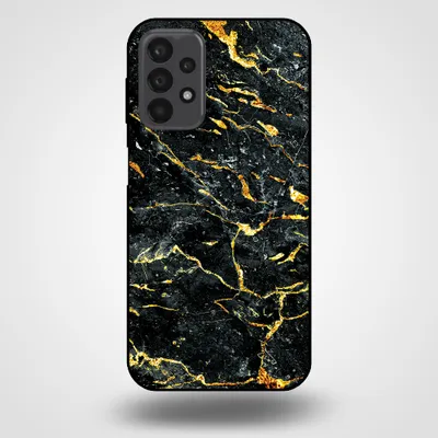 Produktbild von Smartphonica Handytasche für Samsung Galaxy A23 5G mit Marmordruck - TPU Rückseite Abdeckung Fall Marmor Design - Gold Schwarz