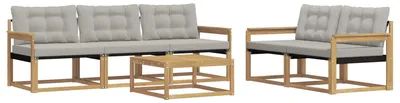 Produktbild von vidaXL Outdoor-Sofagarnitur 6 pcs Weiß und Hellgrau 79 x 79 x 37 cm