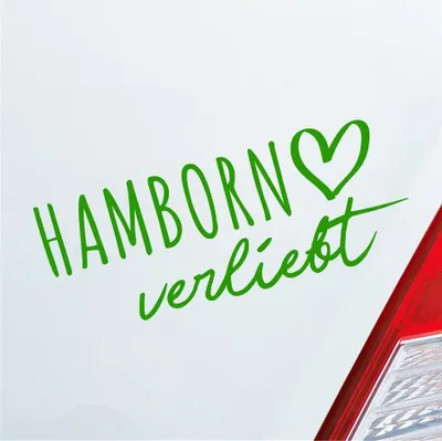 Produktbild von Auto Aufkleber Hamborn verliebt Herz Stadt Heimat Liebe Car 19x8 cm Hellgrün Sticker Heckscheibenaufkleber