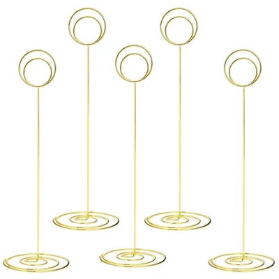 Produktbild von Tischkartenhalter Platzkartenhalter Fotohalter - Verzinkter Eisendraht - Gold - 22 cm - 12 Stück
