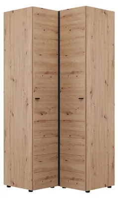Produktbild von Schrank - Kleiderschrank 2 Türen, 95x208h cm Braun Eiche Knoten, 4 Regale