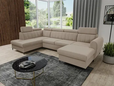Obrázok produktu pre Sedačka na každodenné spanie do U LAKEWAY XL - béžová, pravý roh