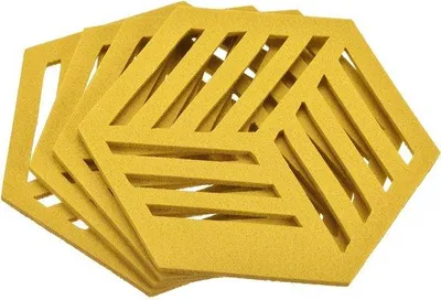 Obrázek produktu pro Žluté šestihranné podtácky, balení po 4 kusech