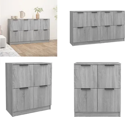 Produktbild von vidaXL Sideboards 2 Stk. Grau Sonoma 60x30x70 cm Holzwerkstoff - Sideboard - Sideboards - Schrank - Lagerschrank