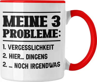 Produktbild von Trendation - Meine 3 Probleme Tasse Vergesslichkeit Männer Geschenkidee Ehemann Spruch (Rot)