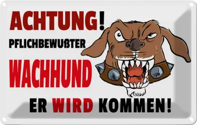 Produktbild von vianmo Blechschild 20x30 cm Achtung pflichtbewußter Hund Warnschild Hinweisschild Sicherheit Vorsicht