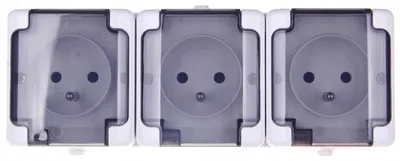 Produktbild von BRYZA Hermetische Dreifachsteckdose mit/mit IP54 und Rauchschutzklappe, weiß 181440