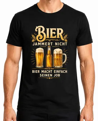 Zdjęcie produktu dla Koszulka męska "Bier jammert nicht" (Piwo się nie narzeka), czarna, rozmiar M