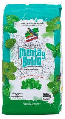 Produktbild von Pajarito - Mate Tee Menta y Boldo 500g - Erfrischende Minze & Bitteres Boldo - Intensiv Belebend - Viel Staub - Paraguay