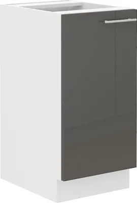 Produktbild von Unterschrank 40 Lara Grau Hochglanz + Weiß matt Küchenzeile Küchenblock Küche