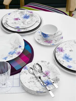 Obrázek produktu pro Villeroy & Boch Mariefleur Gris Basic, Snídaňový talíř, Kulatý, Porcelán, Vícebarevný, Mariefleur Gris Basic, 21 cm