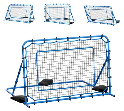 Obrázek produktu pro SucceBuy fotbalová odrazová síť 178 x 117 cm, tréninková síť pro nácvik ovládání míče a přihrávek, sportovní vybavení se stabilním kovovým rámem a odolnou síťovinou z PE, vhodné pro mládež a dospělé, modrá