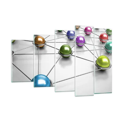 Produktbild von Bilder auf glas - Abstraktion Bälle Komposition Chrom - 150x100cm - Glasbilder - Wandbilder - Kunstdruck - Wanddekoration aus Glas - Glas Bilder - Wandbild auf Glas - GEG150x100-2659